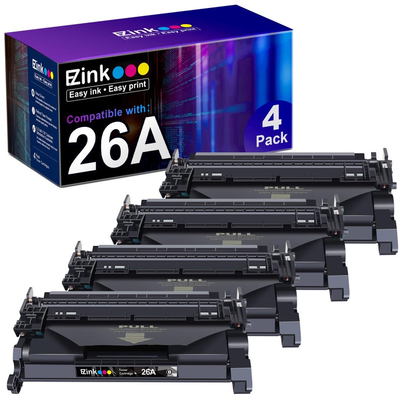 E-Z Ink (TM Compatible Toner Cartridge Replacement for HP 26A CF226A 26X CF226X to use with M402n M402d M402dn M402dw M426fdw M426fdn Printer (Black, 4 Pack) - Image 1